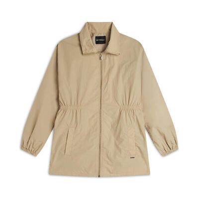 Parka donna collo alto in nylon con zip ed elastico in vita