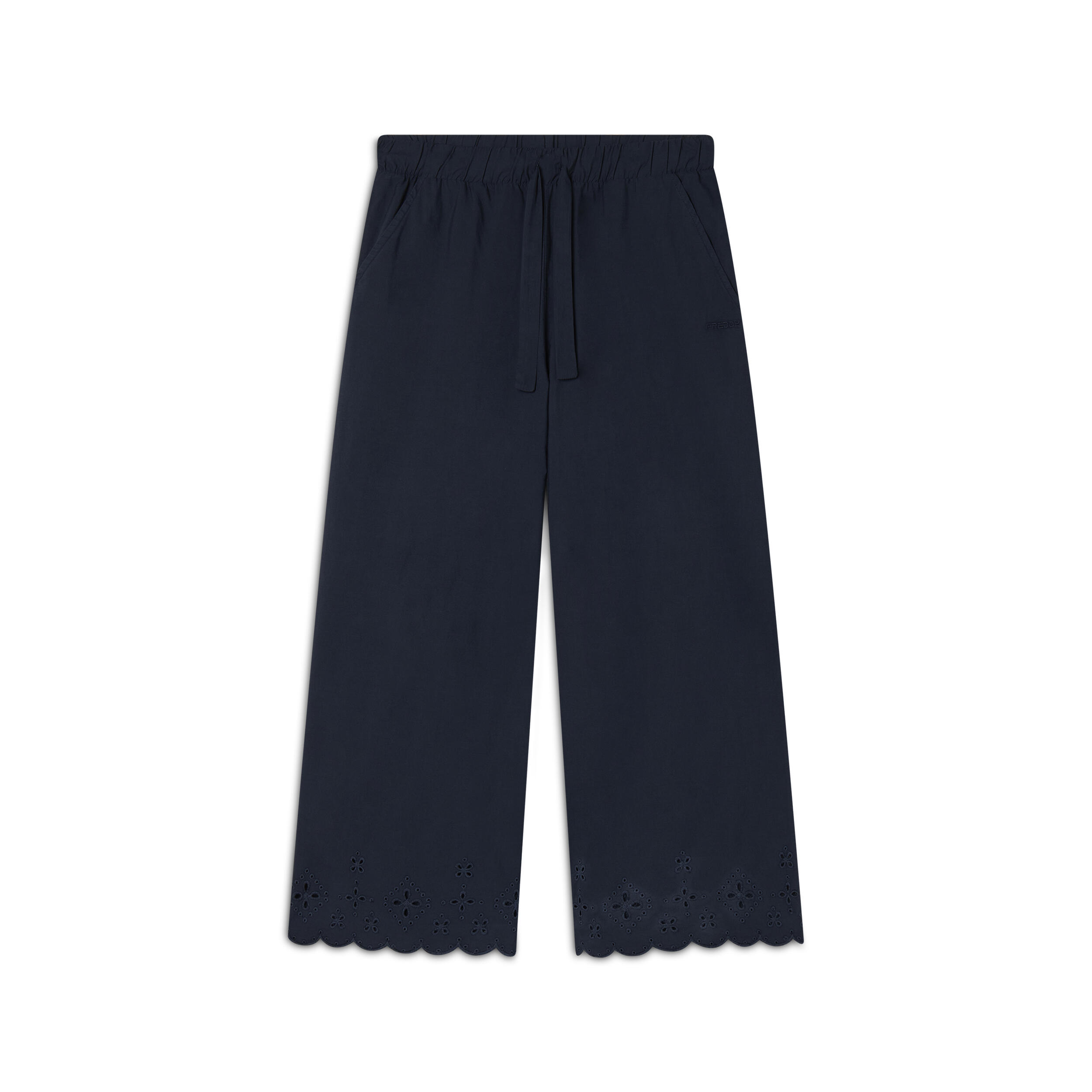 Freddy - Pantalon Large En Coton Navette Avec Broderies Sangallo - Pantalons - Bleu - 36 Xs - Decathlon