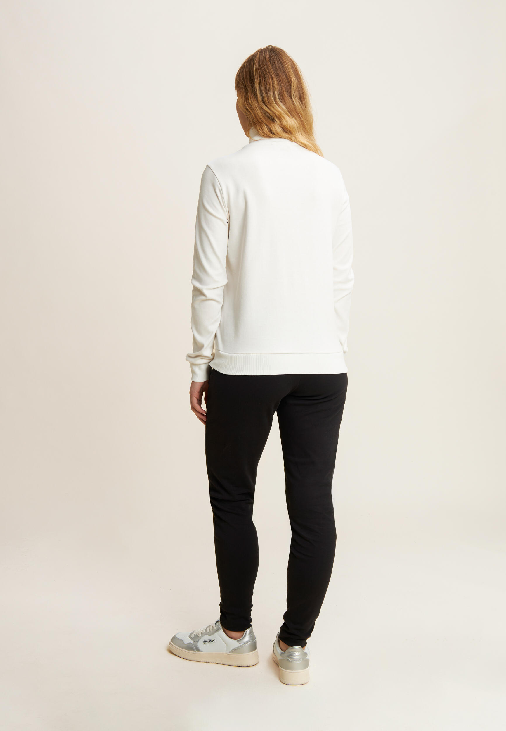Tuta con zip e collo alto in tessuto interlock di cotone 3/5