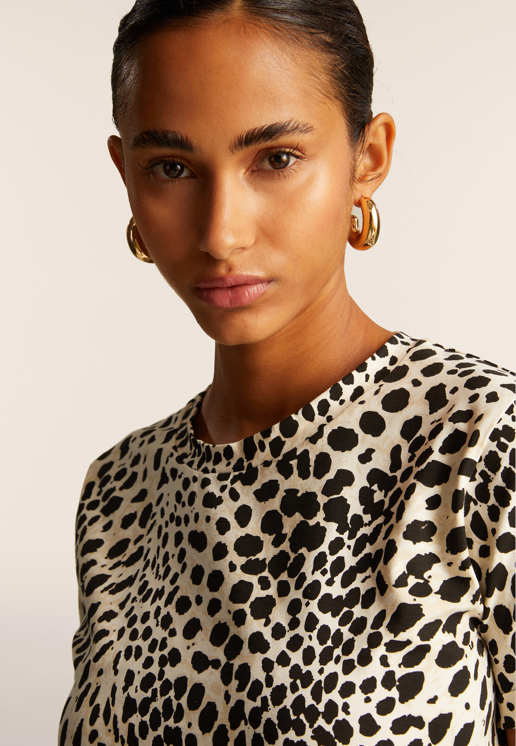T-shirt regular fit in jersey animalier 4/5