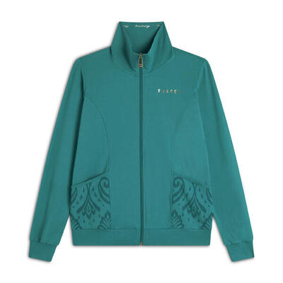 Felpa zip leggera con collo alto e dettagli floreali