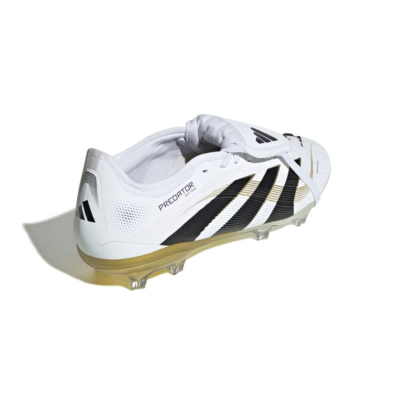 Crampons Adidas Predator Pro languette rabattue FG Blanc, noir et doré