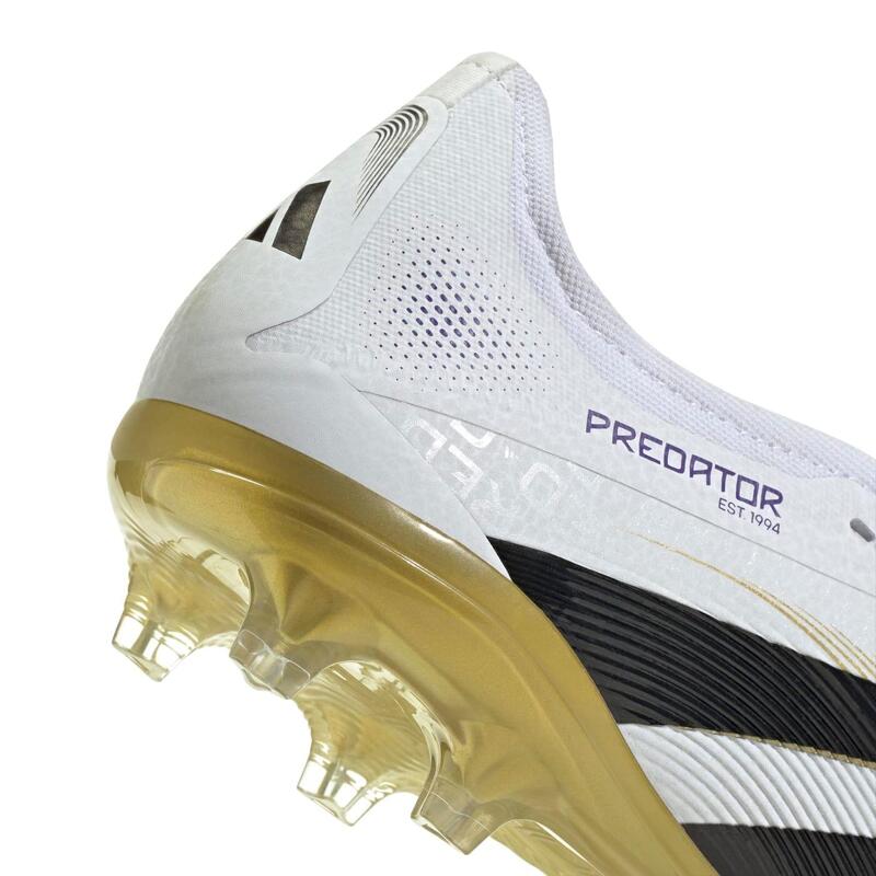 Crampons Adidas Predator Pro languette rabattue FG Blanc, noir et doré