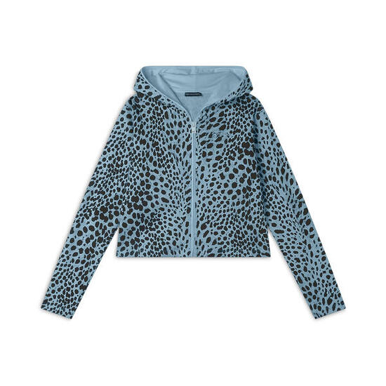 Felpa cropped con zip e cappuccio animalier