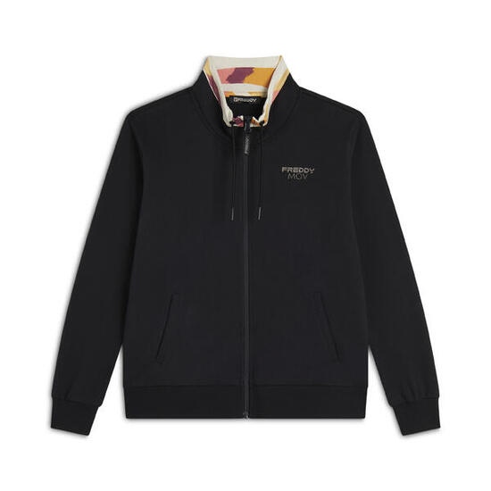 Sweat-shirt zippé et détails multicolores