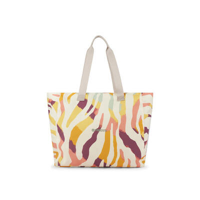 Borsa Shopper in canvas animalier con zip