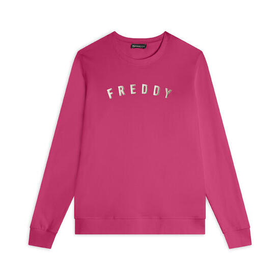 Felpa girocollo in jersey con stampe in oro chiaro