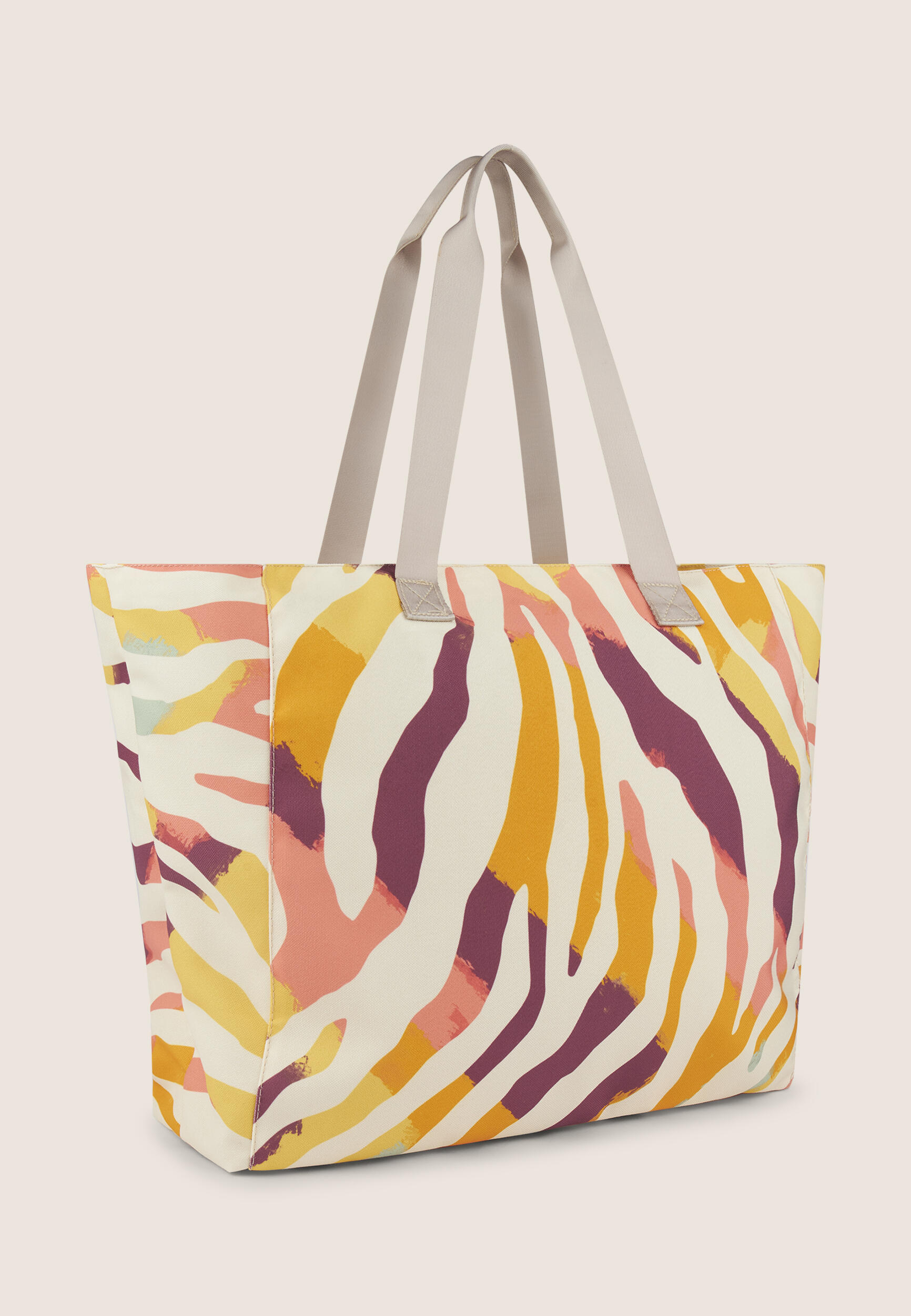 Bolso shopper de lona con estampado animal print y cremallera 3/3