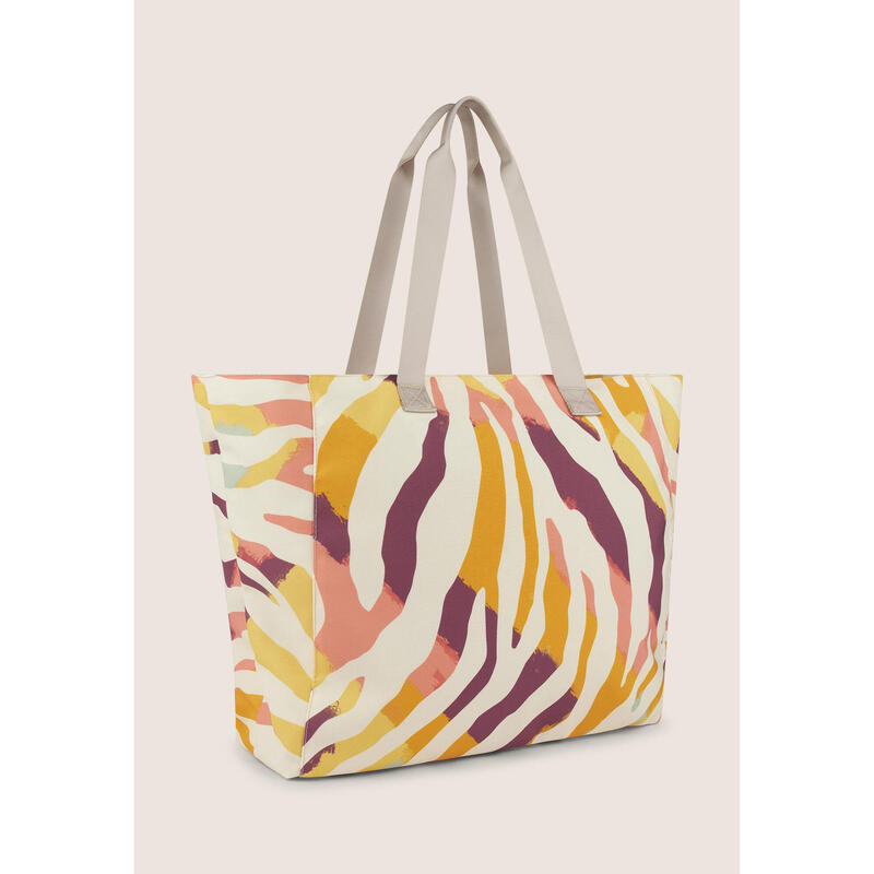 Shopping bag en toile à imprimé animal avec fermeture à glissière