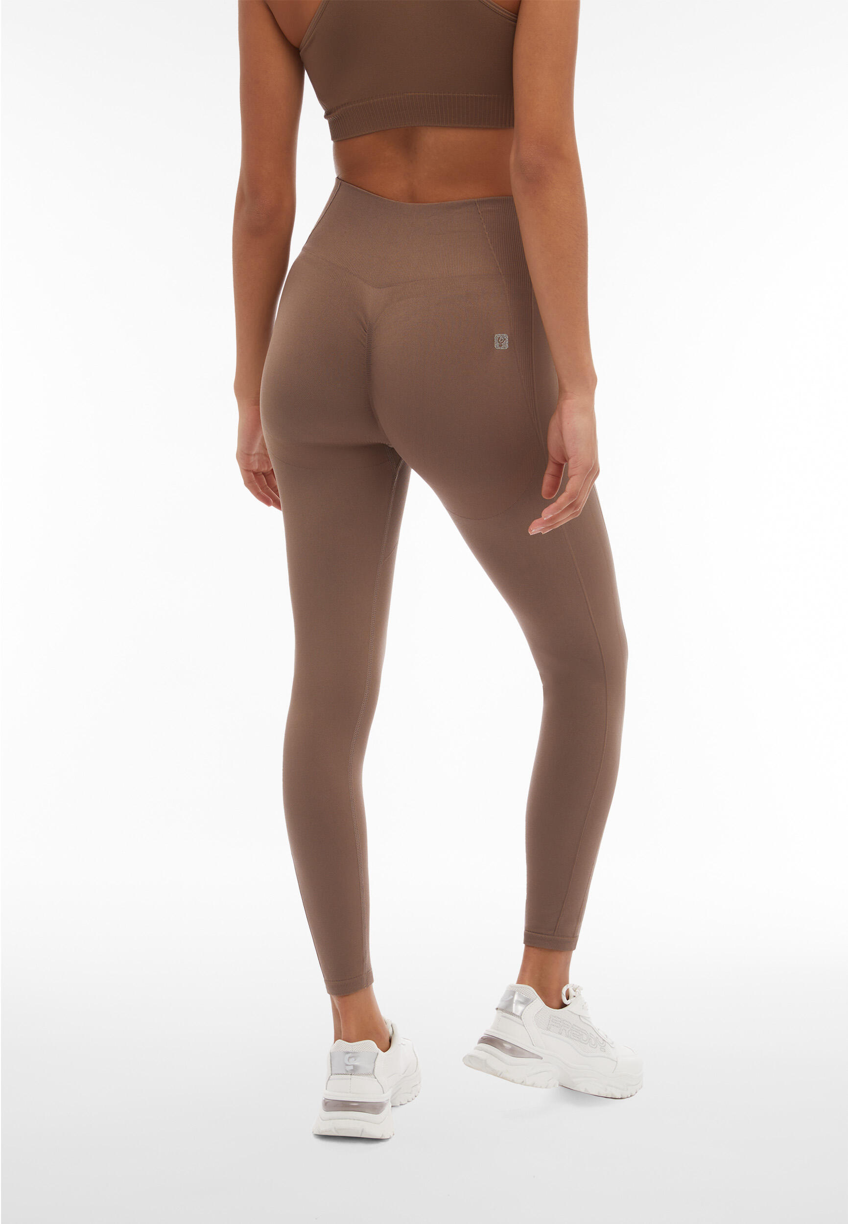 Leggings seamless vita alta 7/8 con dettagli in costina 3/5