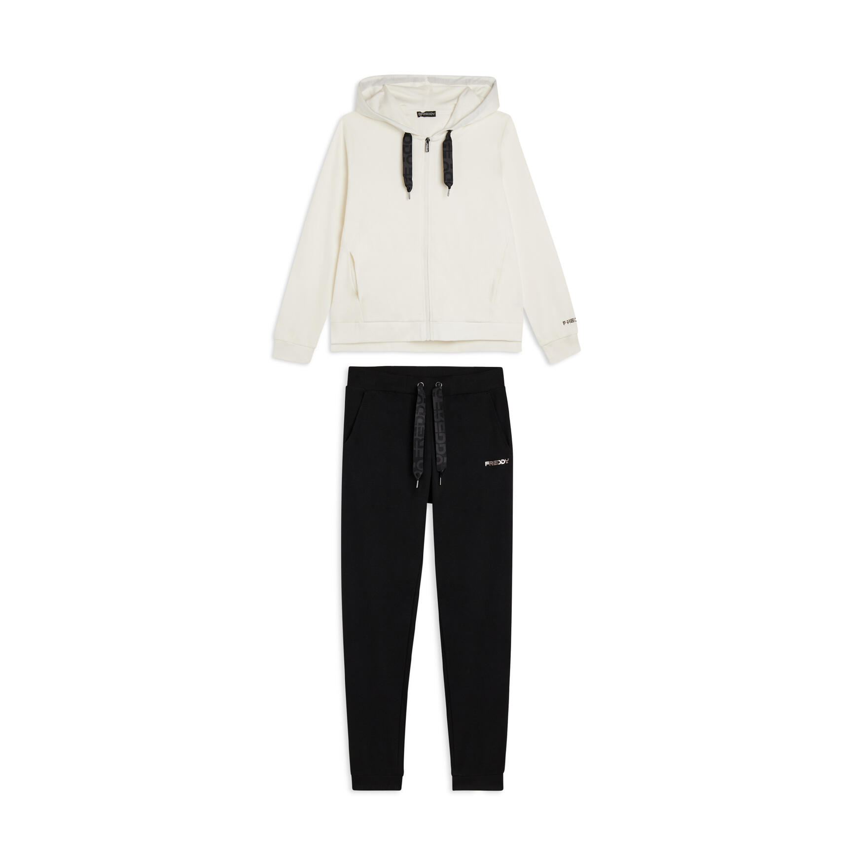 FREDDY Tuta interlock zip e cappuccio con maxi coulisse logata