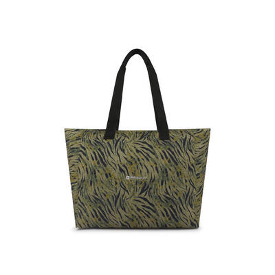Borsa Shopper in canvas animalier con zip