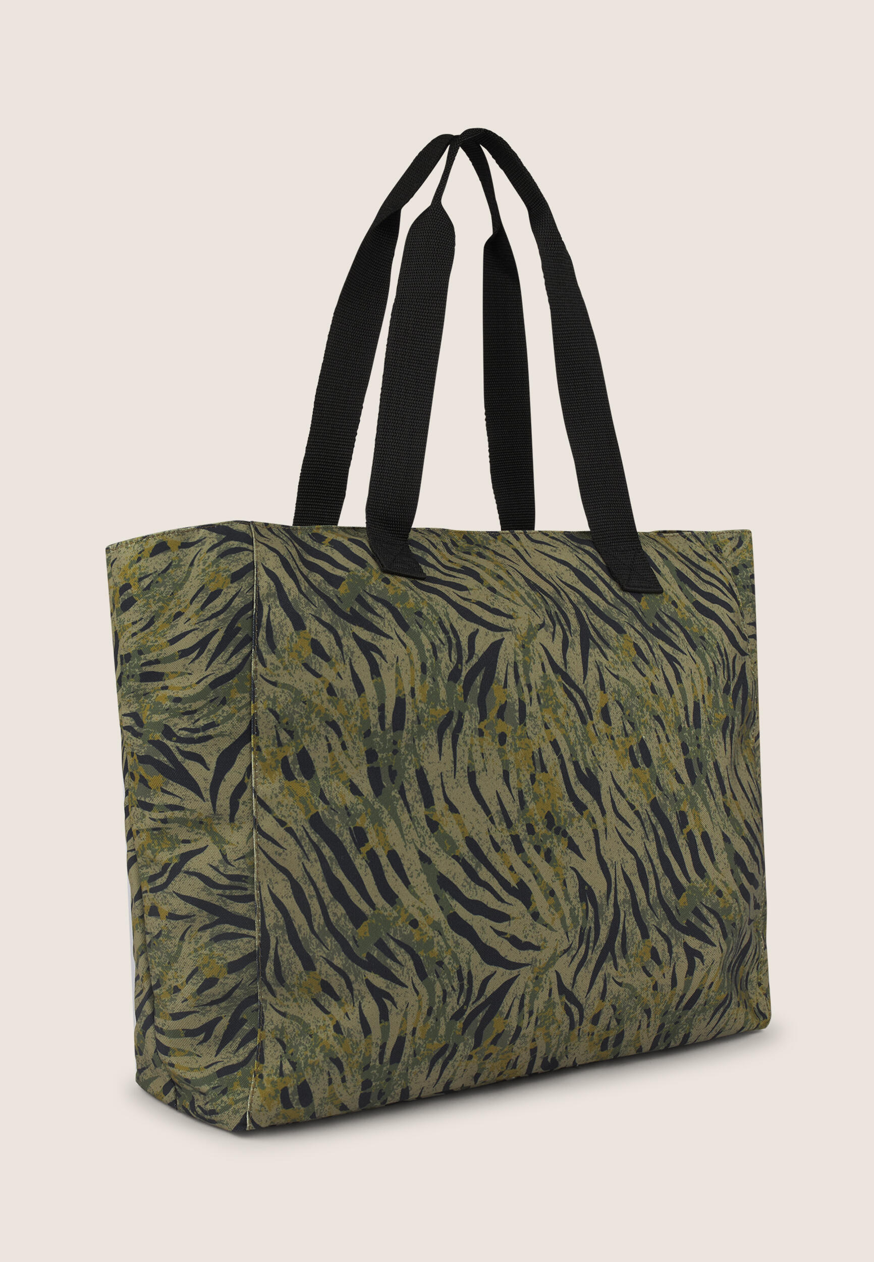 Borsa Shopper in canvas animalier con zip 3/3