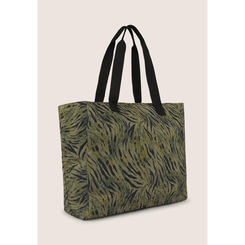 Shopping bag en toile à imprimé animal avec fermeture à glissière