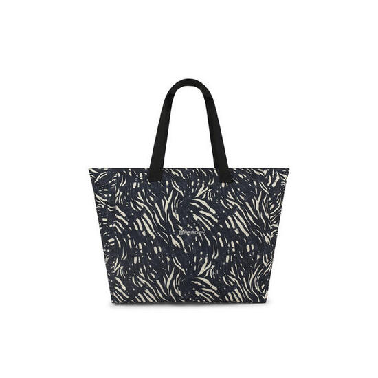 Borsa Shopper in canvas animalier con zip
