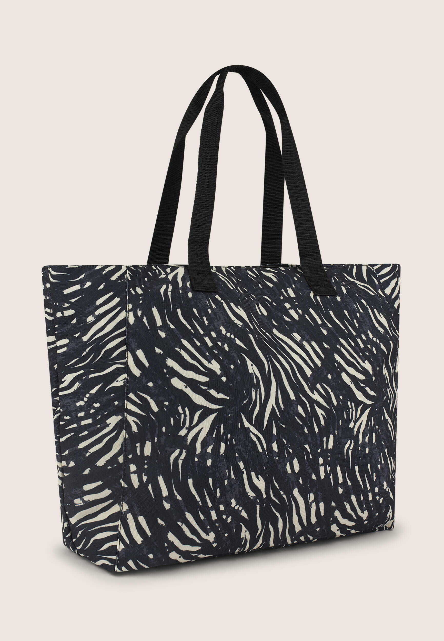 Borsa Shopper in canvas animalier con zip 3/3