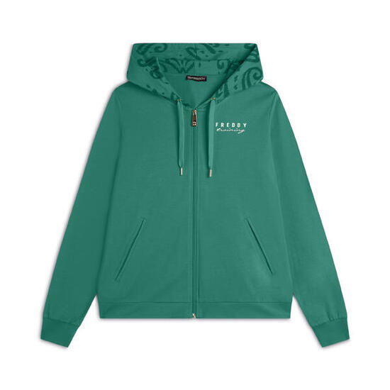 Sweat-shirt zippé avec capuche et détails floraux