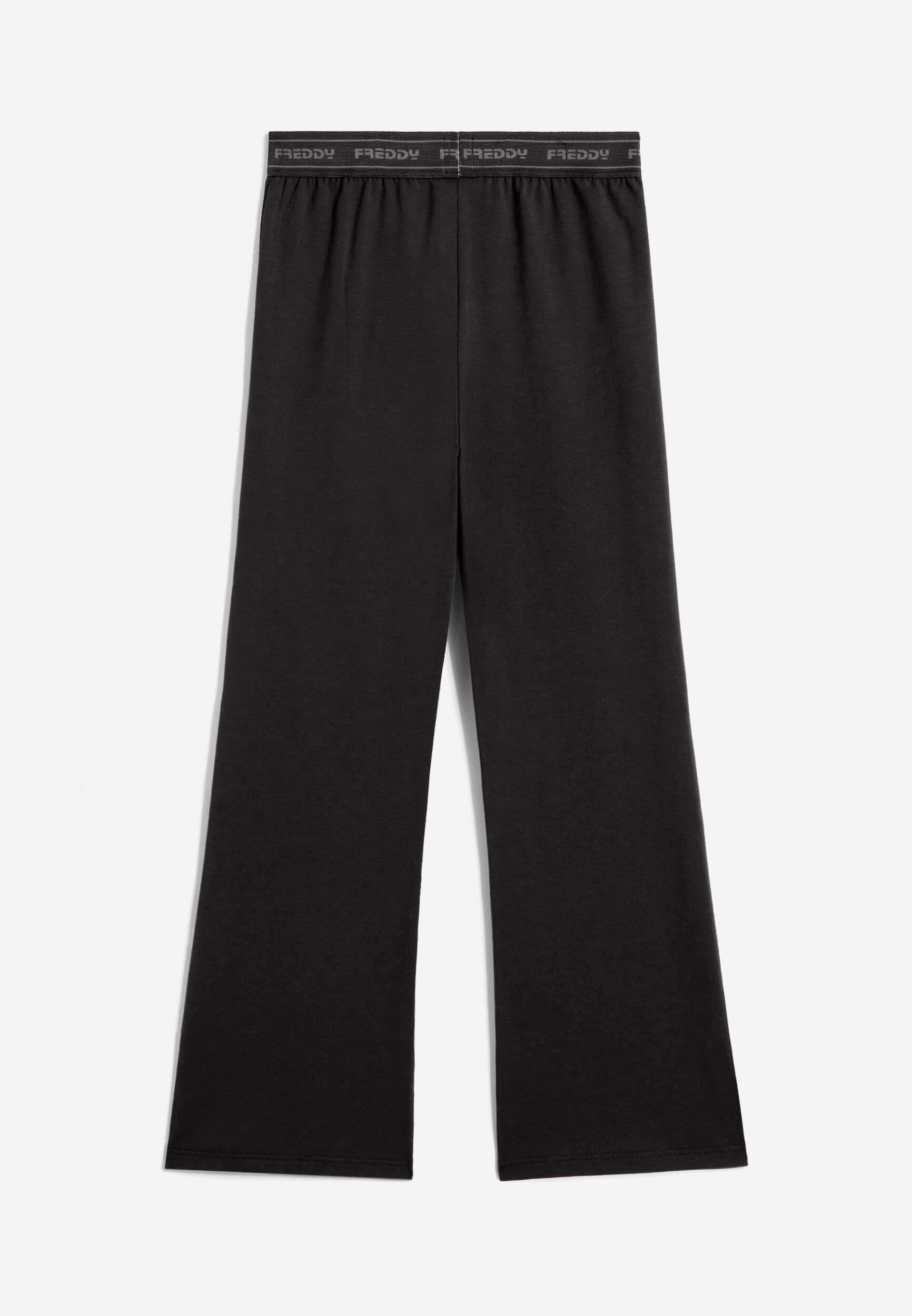 Pantaloni da bambina con fondo svasato e vita logata 2/3