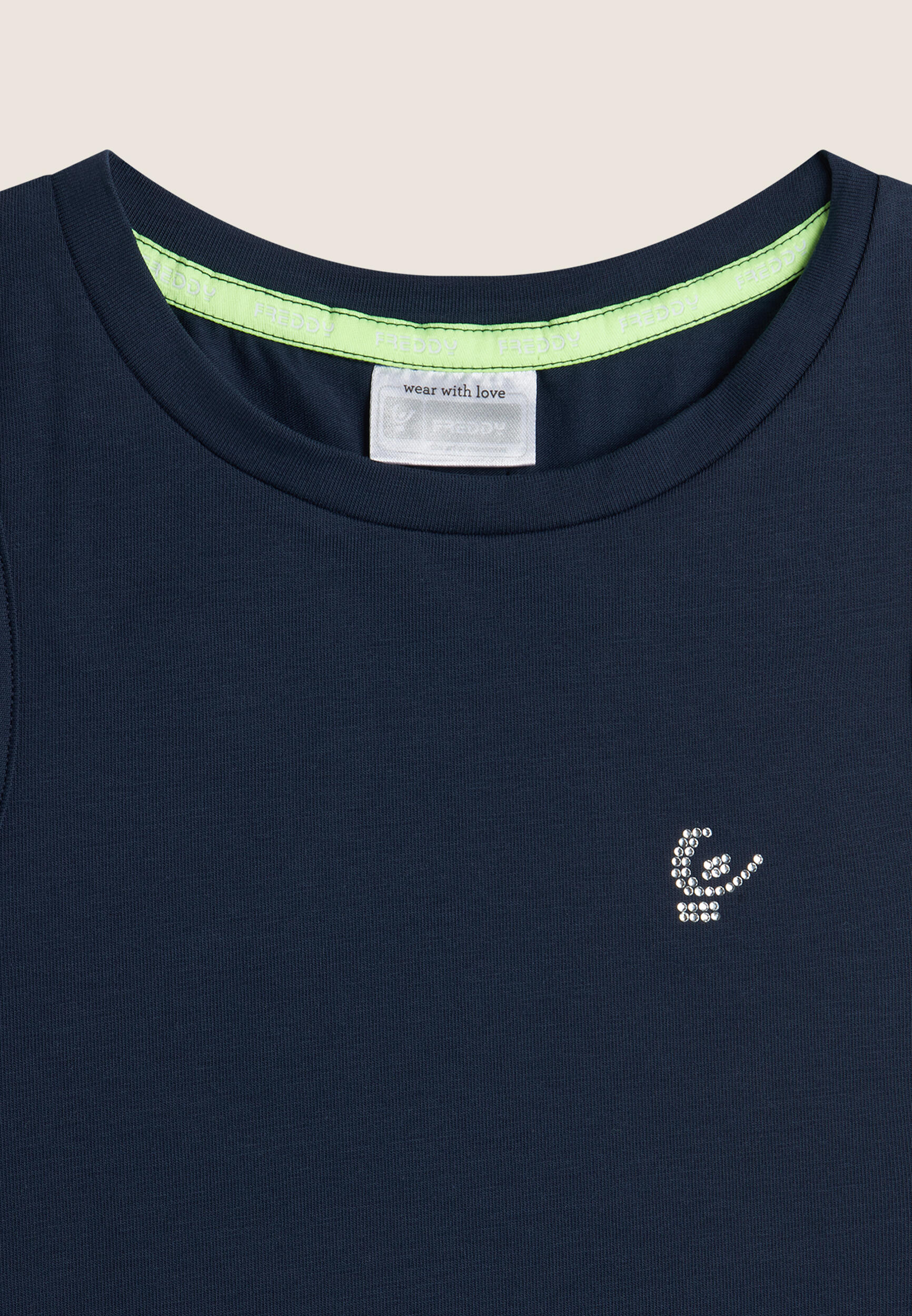 Canotta Bambina con Logo in Strass e Dettaglio Fluo 3/3