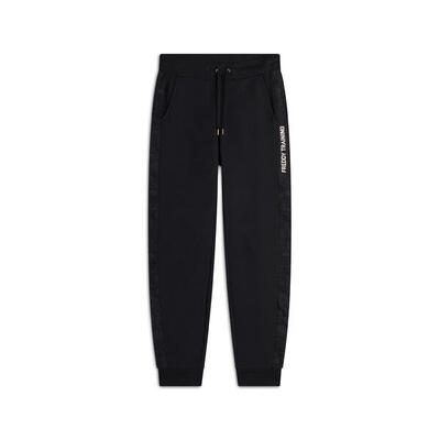 Pantalone donna in felpa garzata con bande fantasia paisley