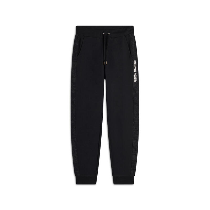 Pantalon en molleton brossé pour femmes avec bandes à motifs paisley