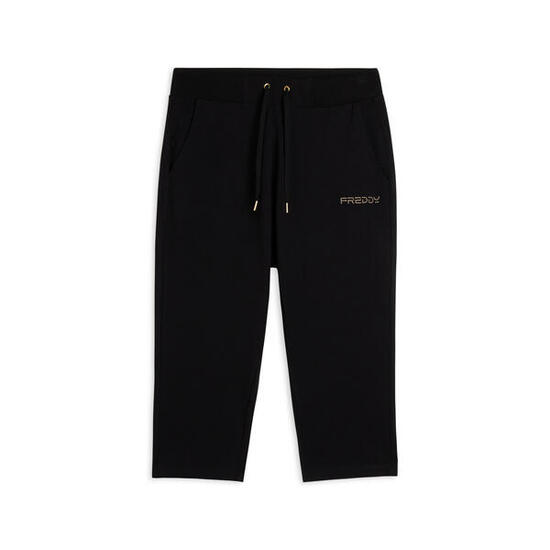 Pantaloni corsaro in jersey con logo perline