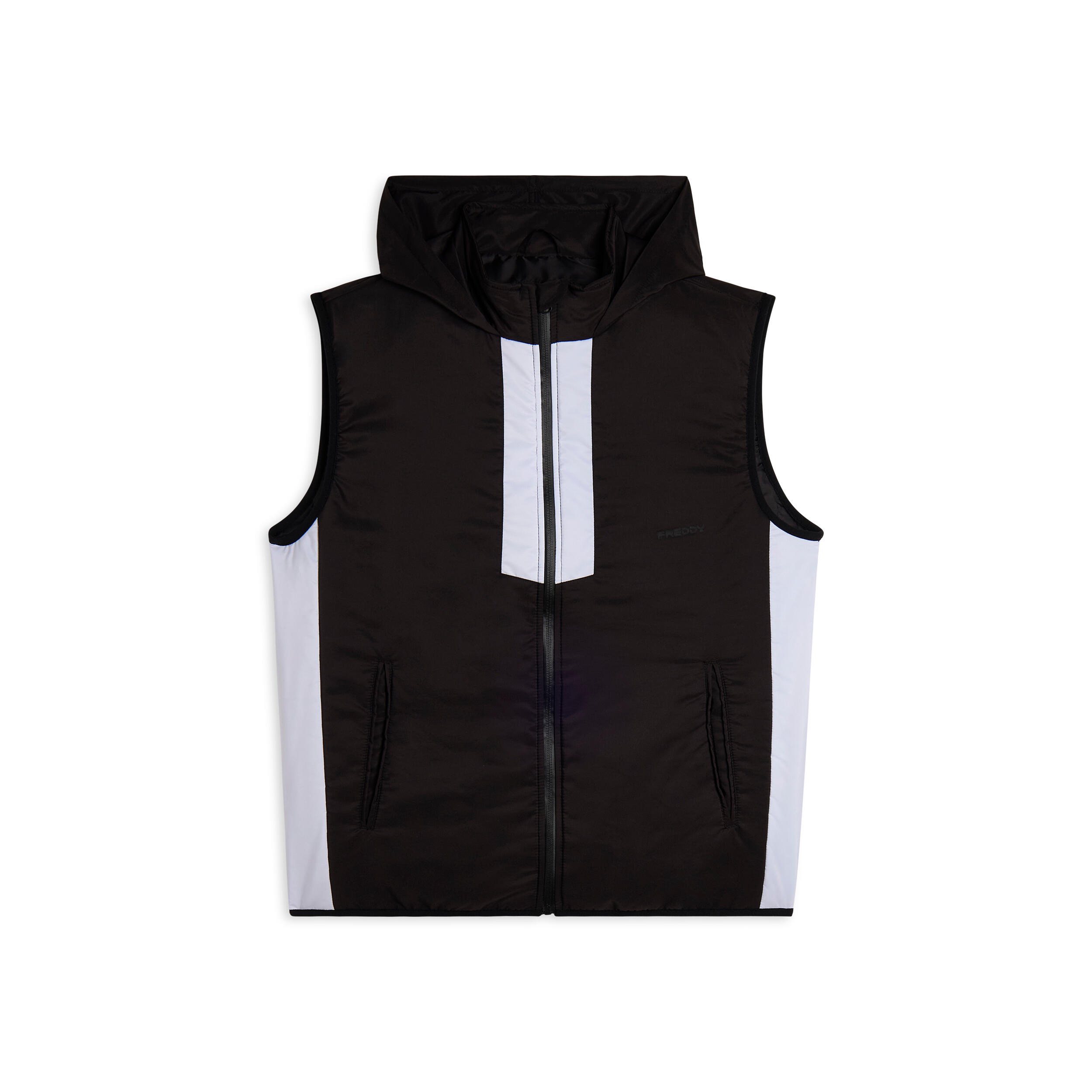Gilet imbottito con cappuccio e zip 1/3