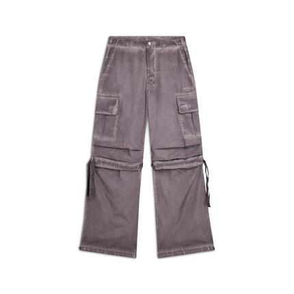 Pantalon cargo pour femmes en popeline à effet usé