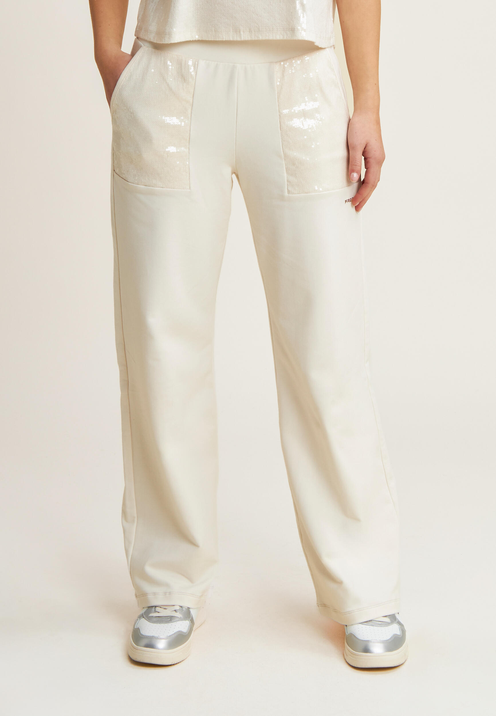 Pantalón de pernera ancha con lentejuelas en felpa francesa de modal 2/5
