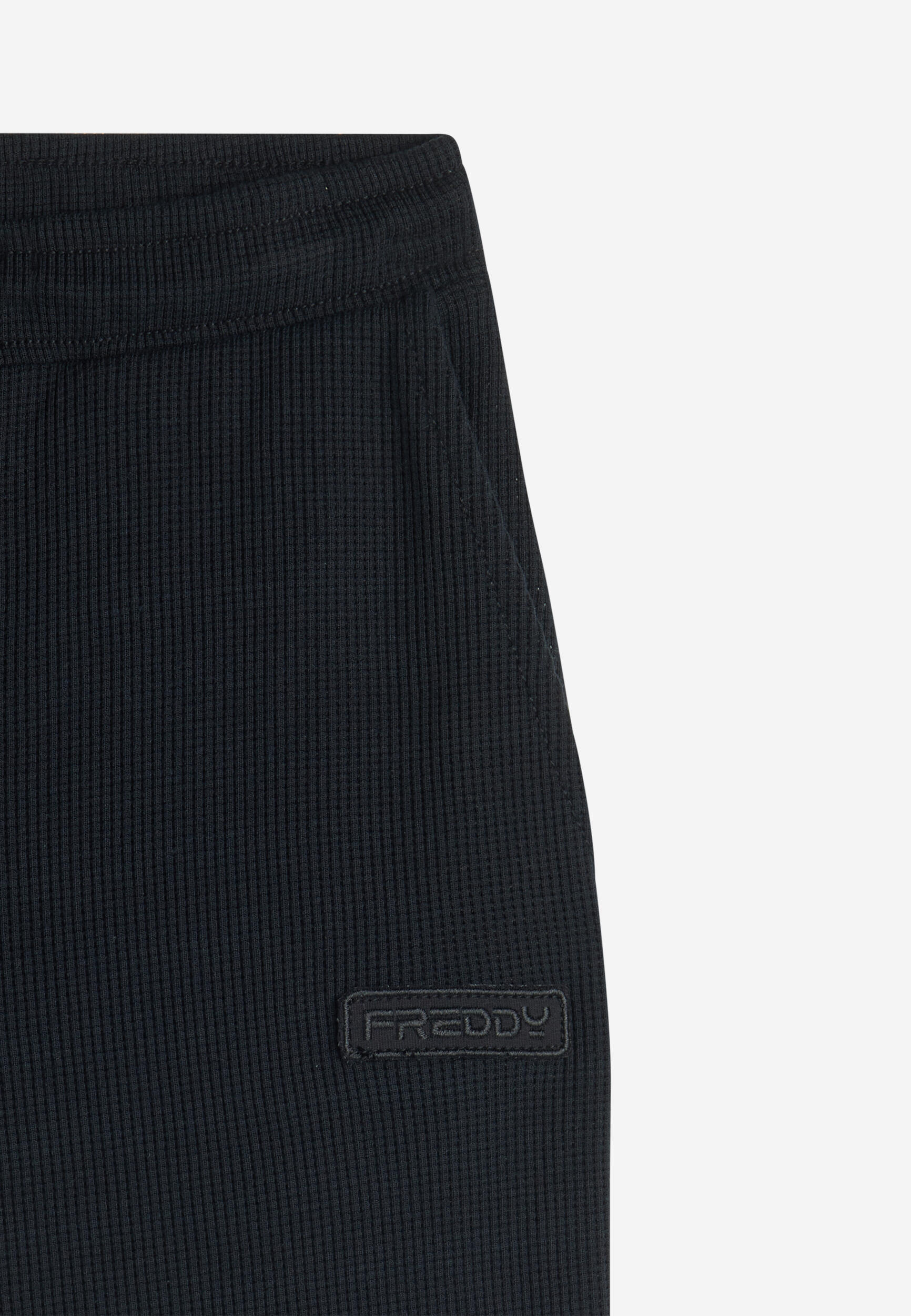 Pantaloni joggers da donna in tessuto jersey waffle 3/4