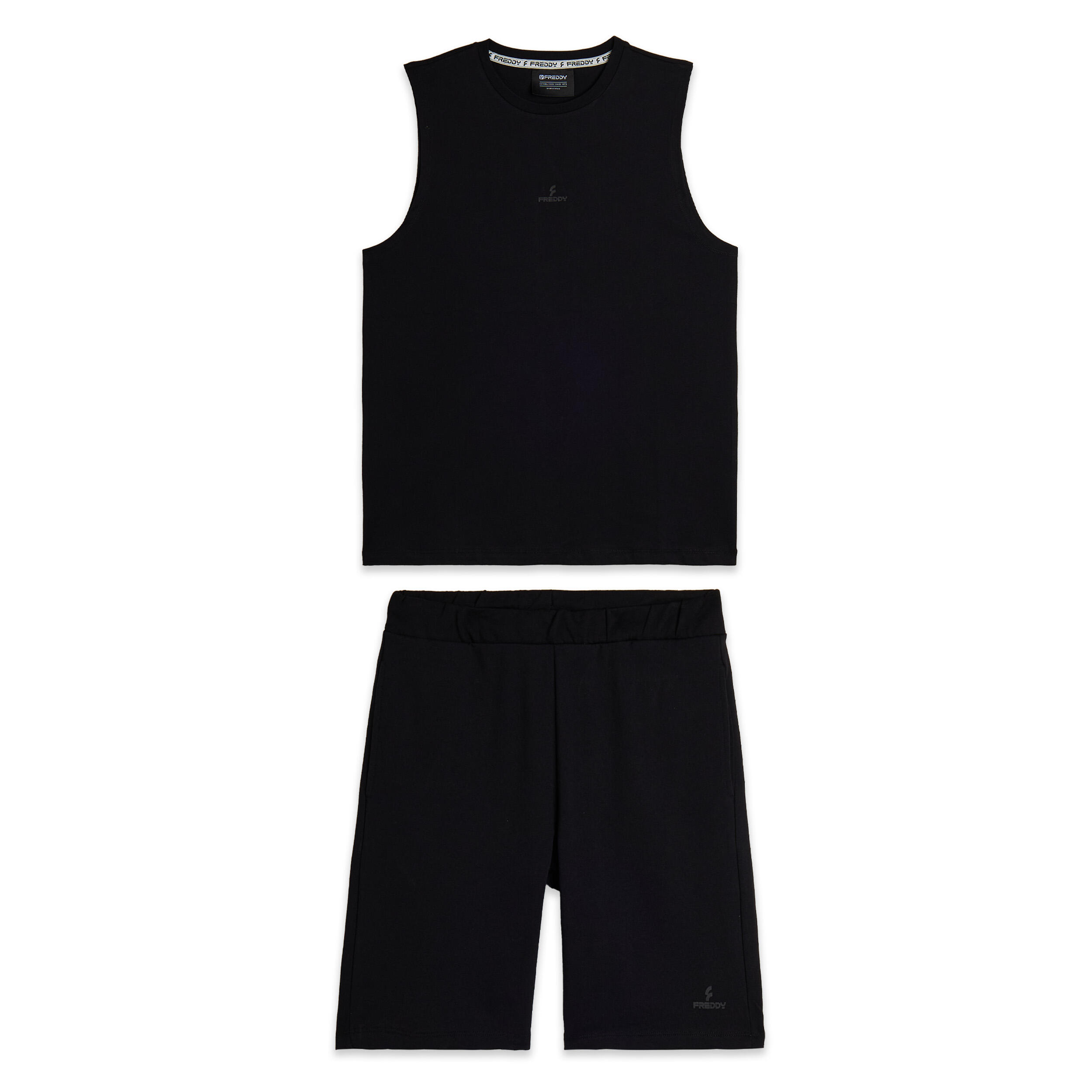 Freddy - Tenue De Sport En Coton Avec Un Top Sans Manches Et Un Bermuda - Survêtement - Noir - 44 L - Decathlon