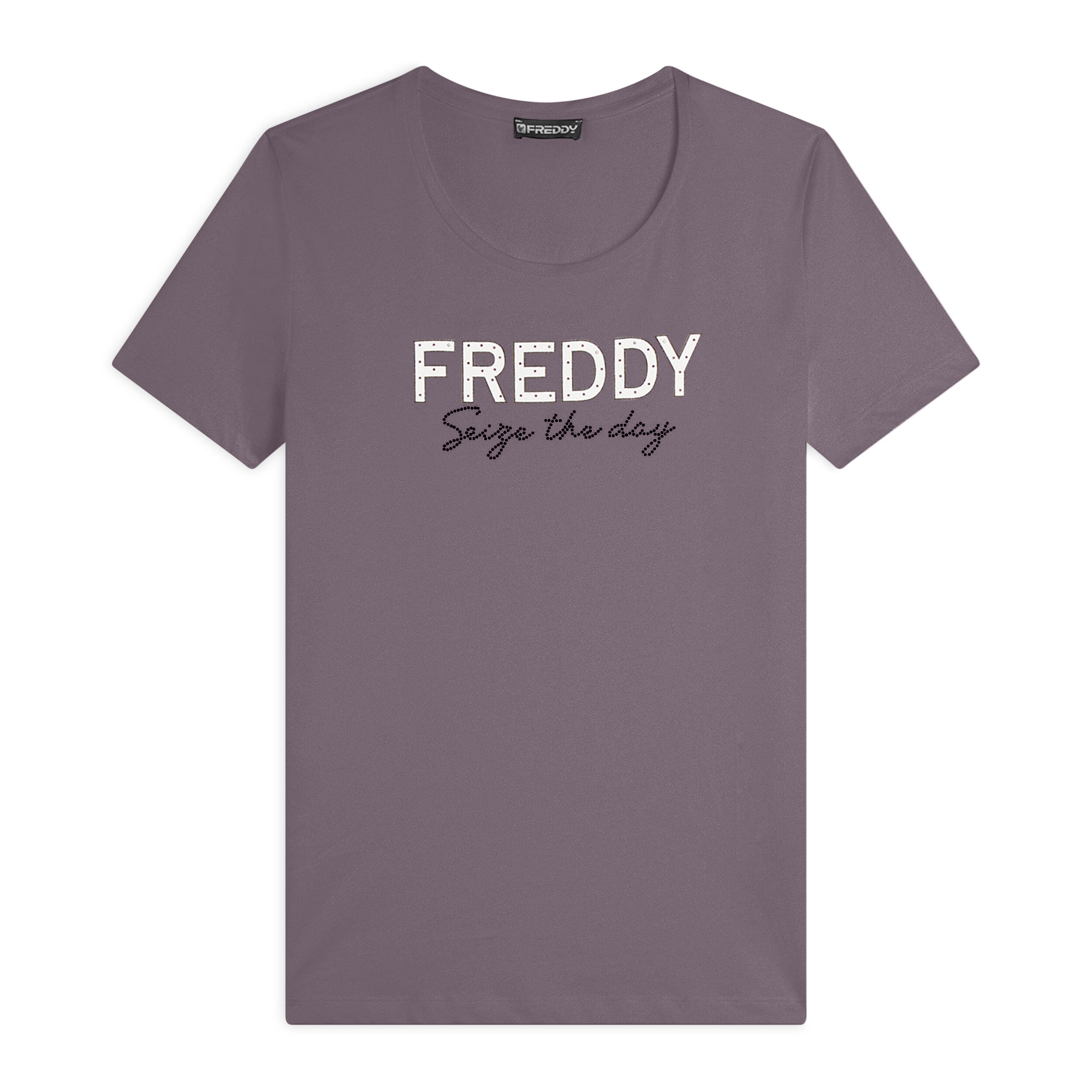 FREDDY T-shirt donna in jersey con Logo FREDDY in Strass