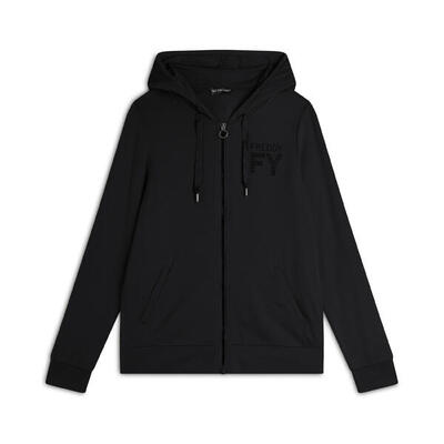 Felpa donna con zip e cappuccio bordato in velluto