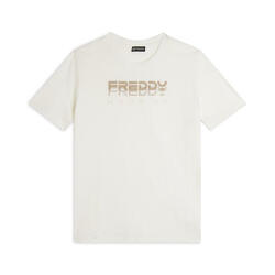 T-shirt à col ras du cou avec graphisme en perles dorés