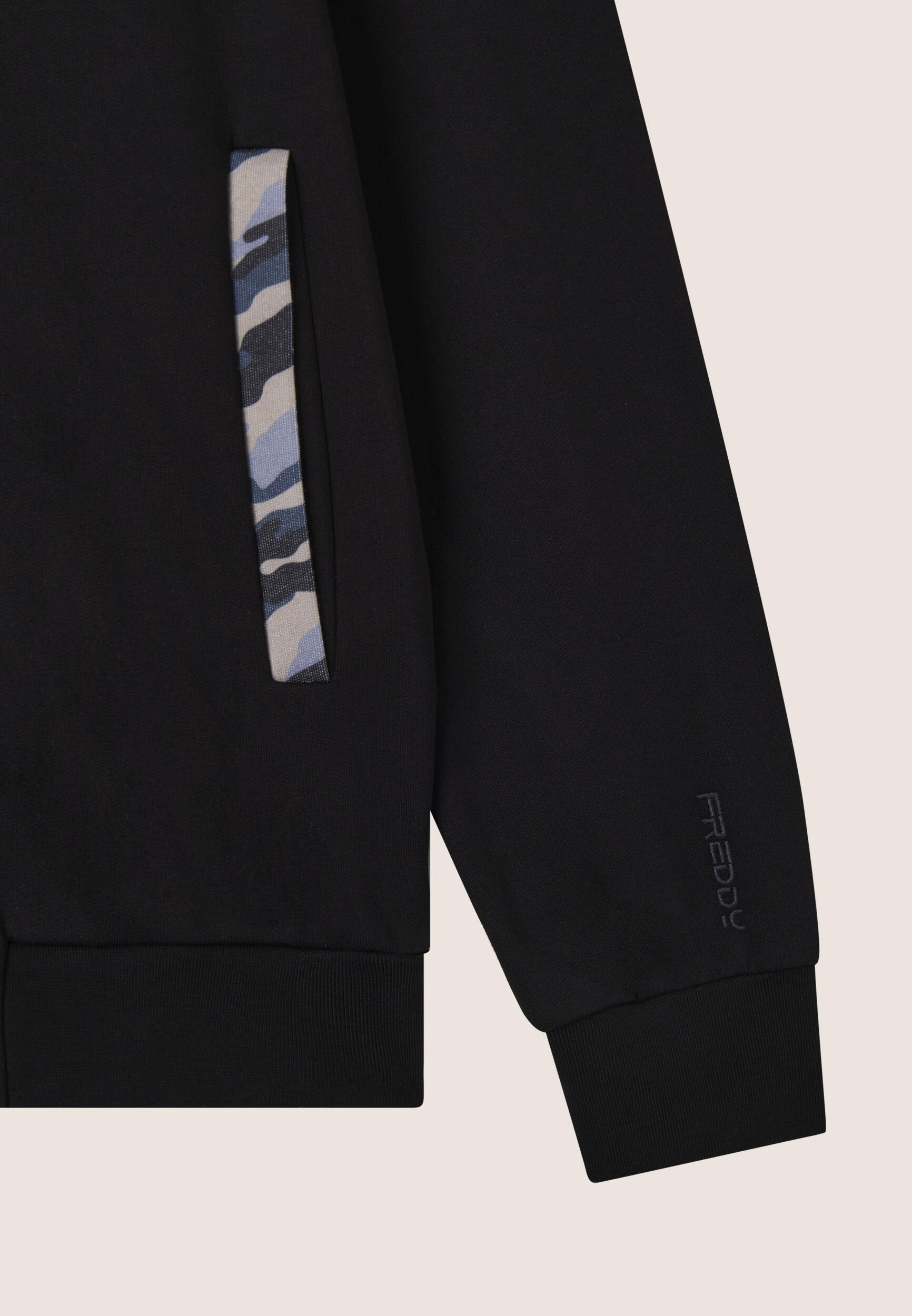 Felpa Uomo Zip e Collo Alto con Dettagli Camouflage 3/3