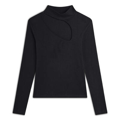 Maglia manica lunga in costina slim fit e dettaglio cut-out