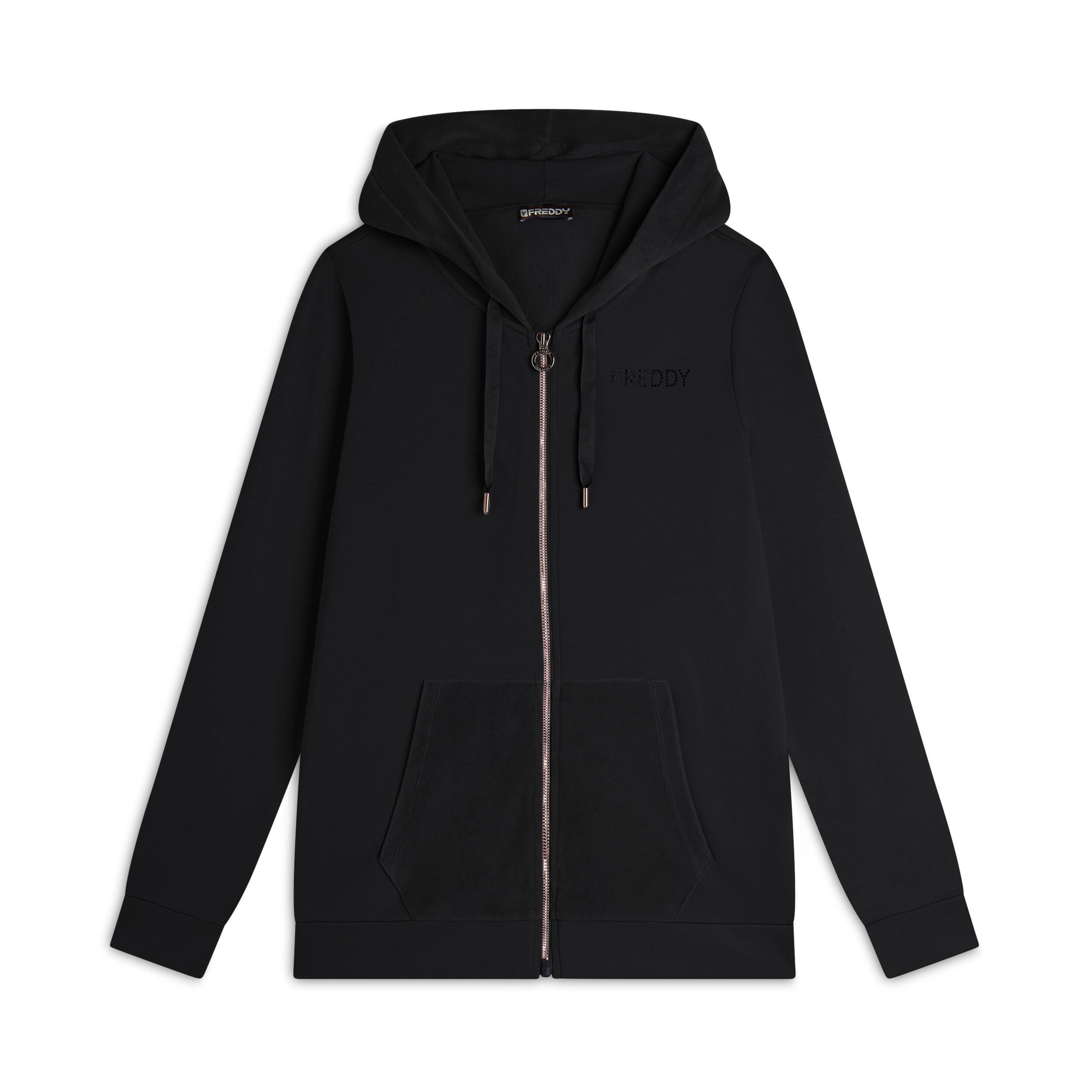 Felpa zip da donna con cappuccio e tasche in velluto