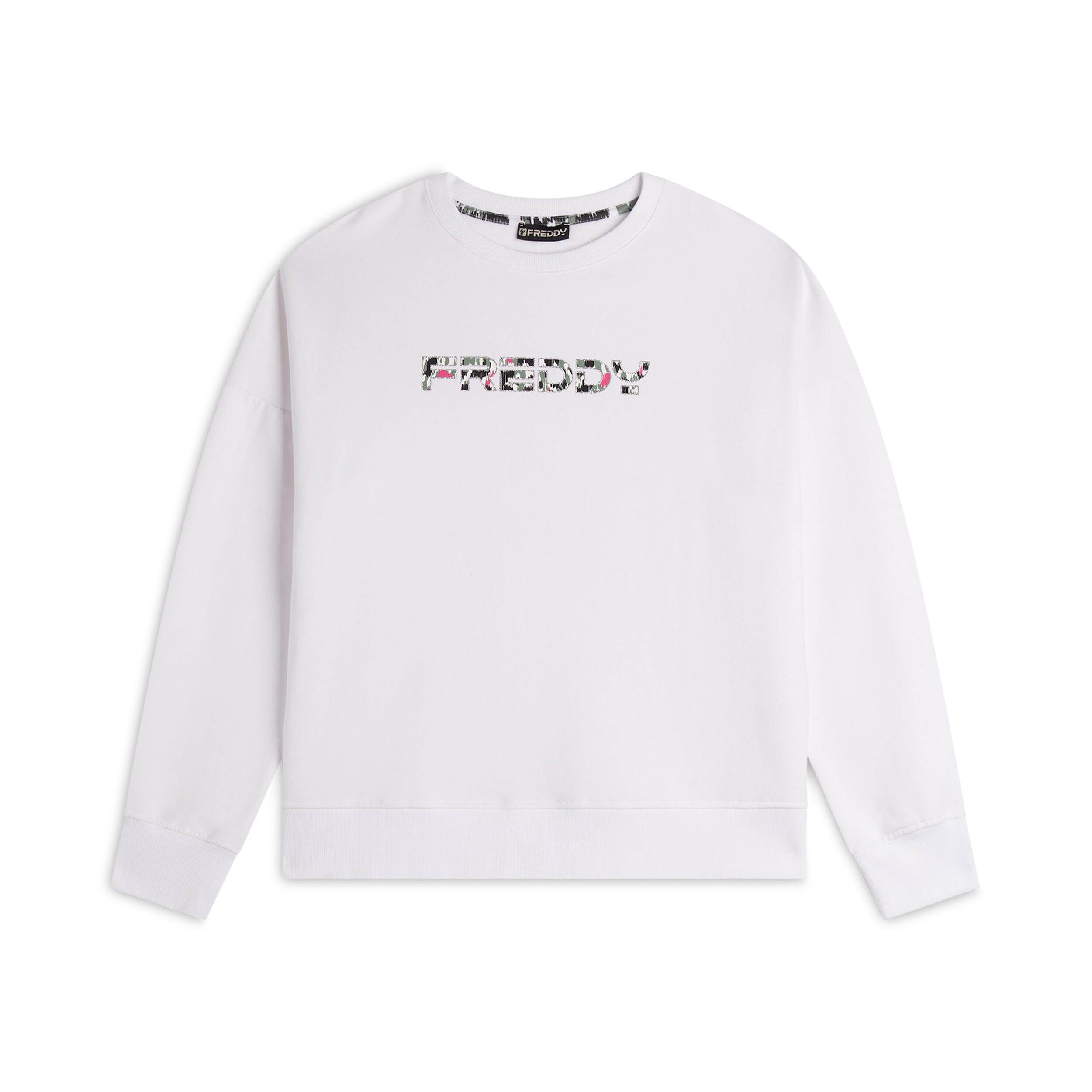 FREDDY Felpa donna con cappuccio comfort fit con logo maculato