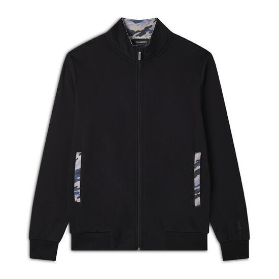 Felpa Uomo Zip e Collo Alto con Dettagli Camouflage