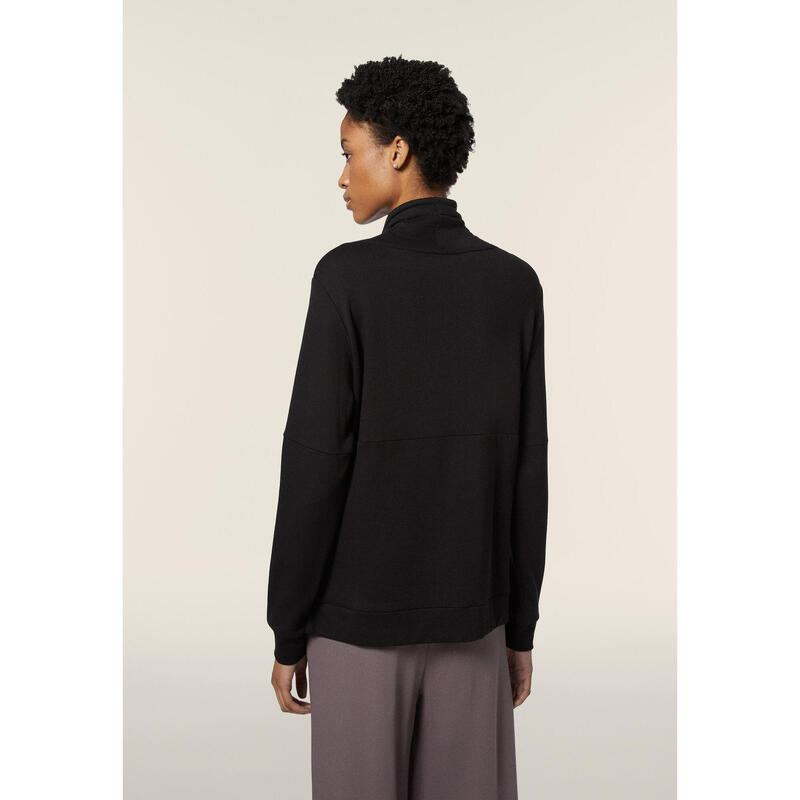 Sweat-shirt à col montant pour femmes avec bande de velours et paillettes
