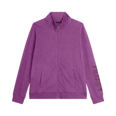 Felpa zip con collo alto e logo con perline dorate