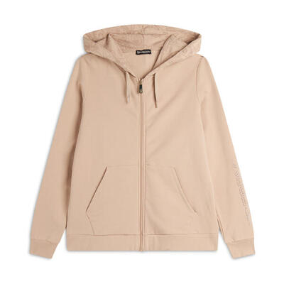 Felpa donna con cappuccio fantasia paisley e chiusura zip