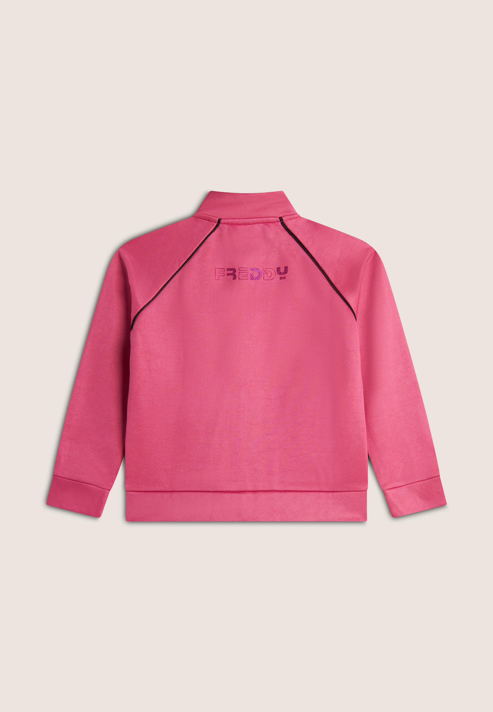 Sweat-shirt zippé pour fille, col montant et logo pailleté au dos 2/3