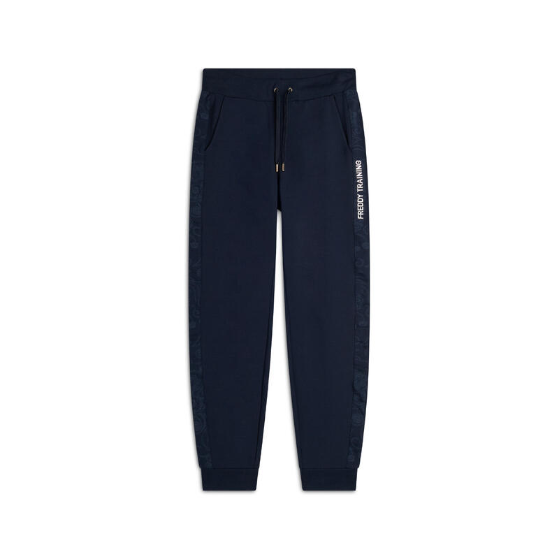 Pantalon en molleton brossé pour femmes avec bandes à motifs paisley