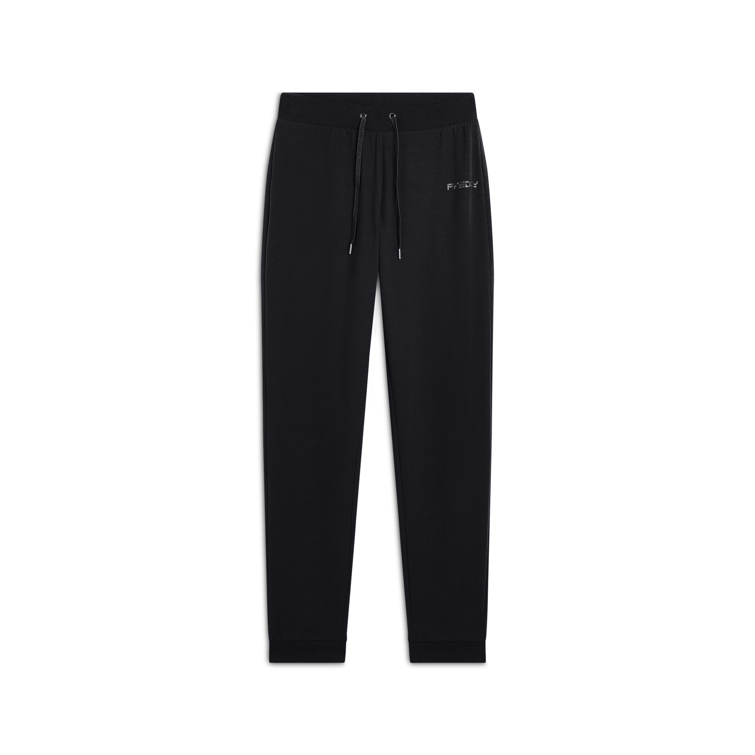 Pantaloni donna in felpa garzata con fondo a polsino 1/5