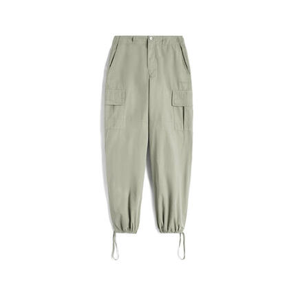Pantalon cargo en toile teint en pièce