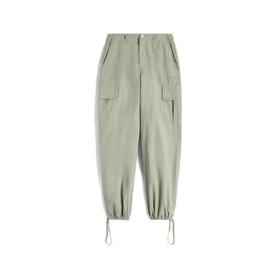 Pantaloni cargo in canvas tinto capo
