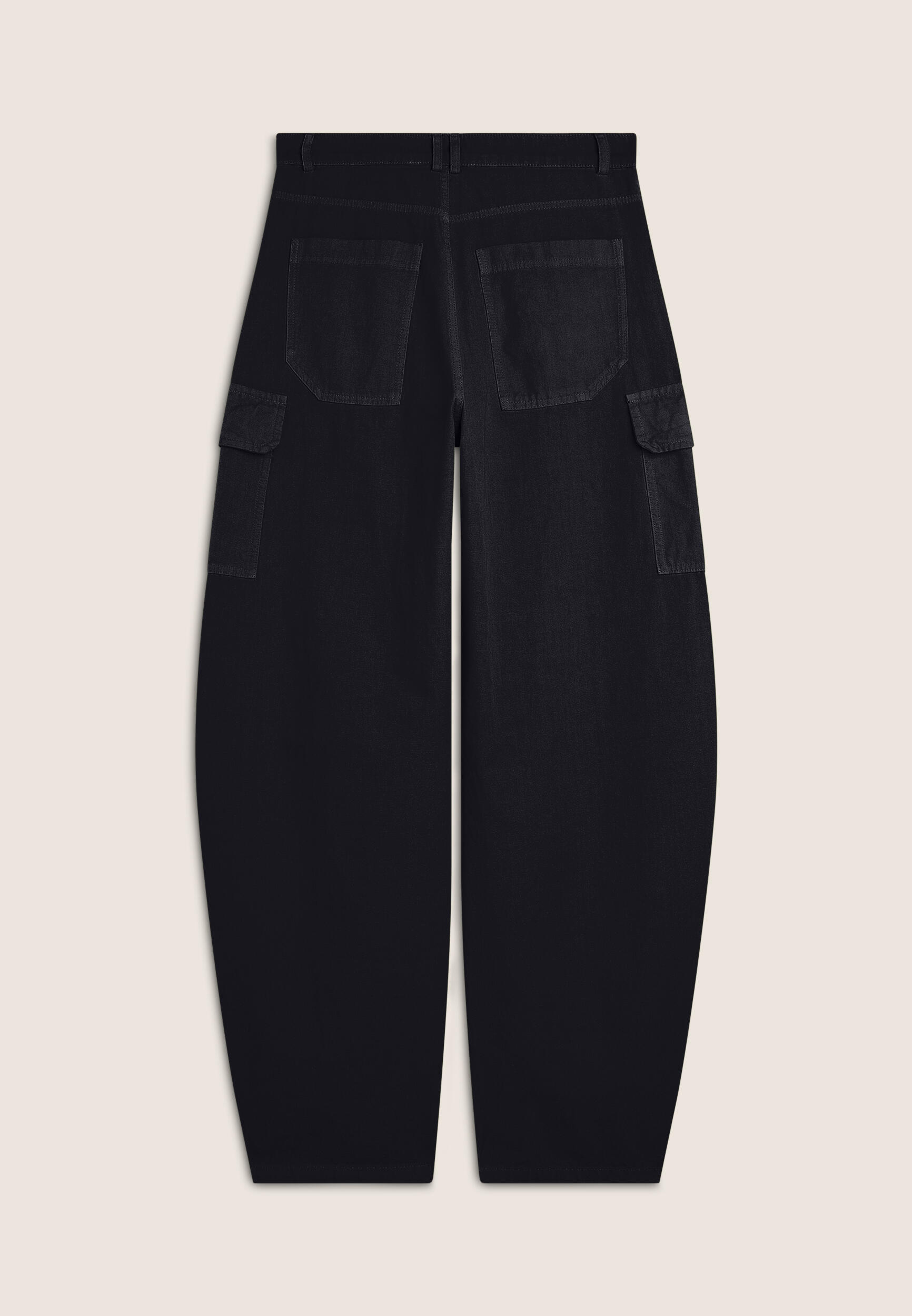 Pantalon cargo en toile, coupe carotte 2/3