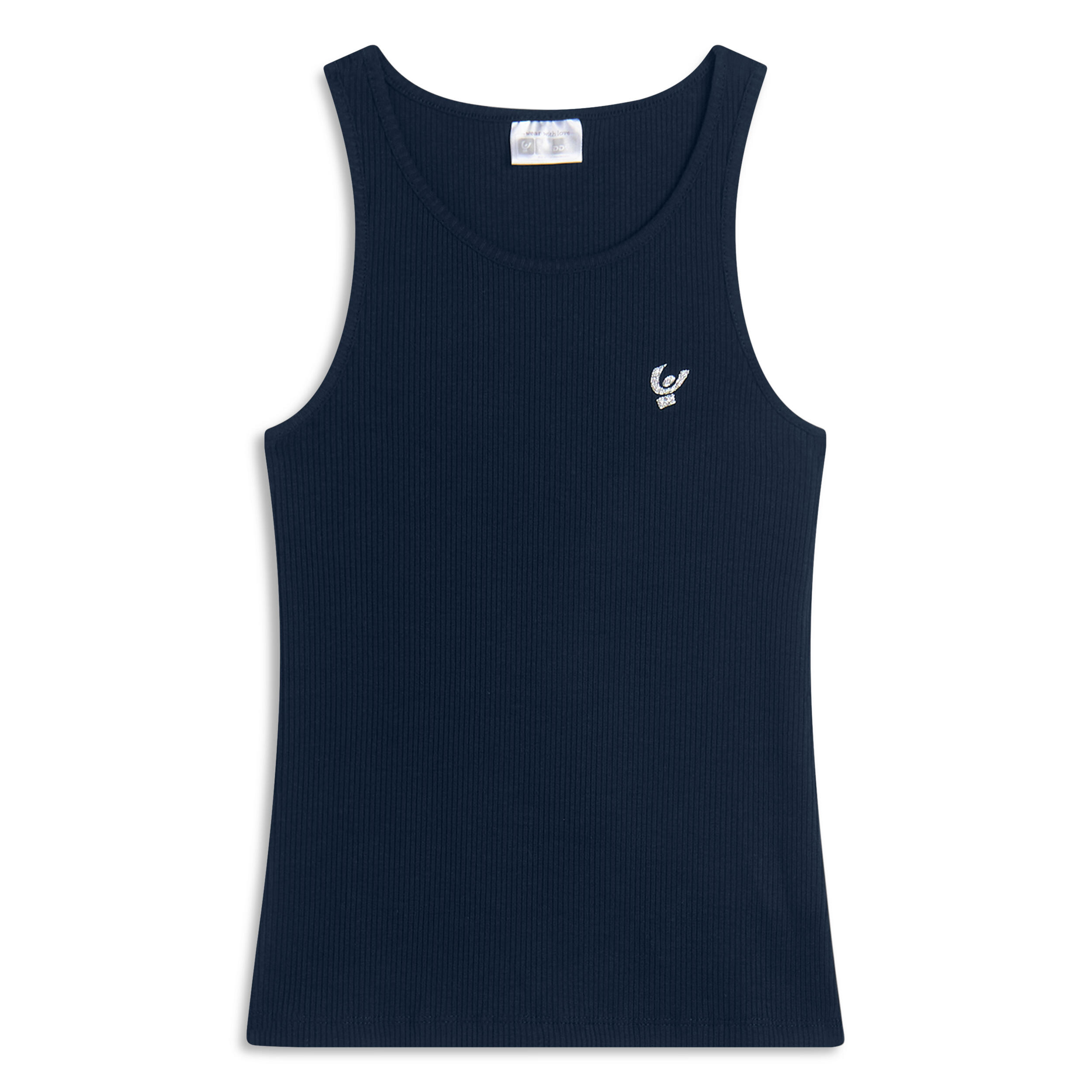 Freddy - Débardeur Côtelé Pour Fille Avec Petit Logo Pailleté - Débardeur - Bleu - 3 À 4 Ans - Decathlon
