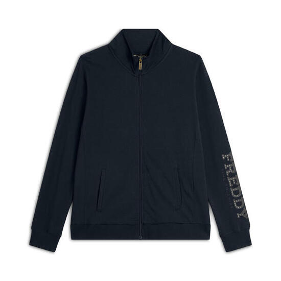 Felpa zip con collo alto e logo con perline dorate